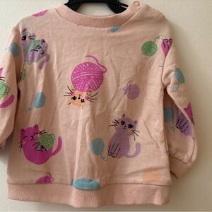 Pink Cat Print Babygirl Sweater